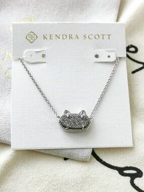 Kendra Scott Necklace - Elisa Cat - Platinum Drusy Silver